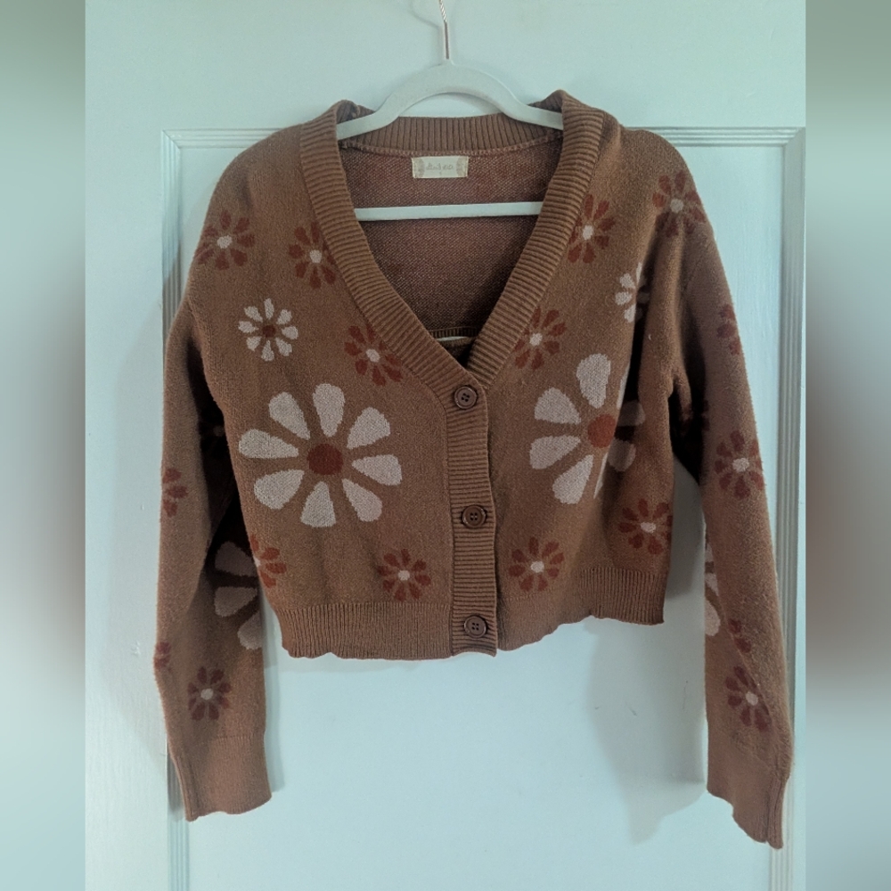 Altar'd State Brown Floral Cardigan